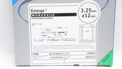 Boston Scientific 391891232 Emerge PTCA Dilatation Cath. 3.25mm x 12mm(x)